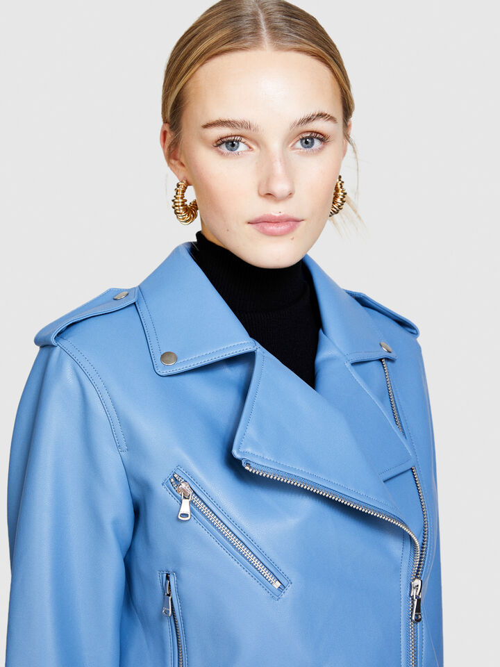 Padded biker jacket - women's jackets - Blue | Sisley image number 5